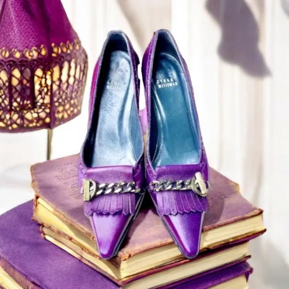 Stuart Weitzman Purple Leather Chain Shoes 6