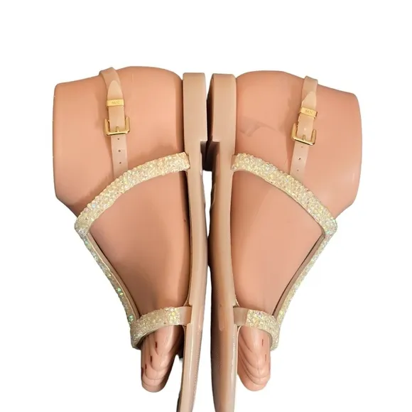 Stuart Weitzman Rubber CrystalEmbellishments T-Strap Sandals size 36(6)