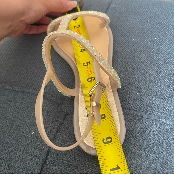 Stuart Weitzman Rubber CrystalEmbellishments T-Strap Sandals size 36(6)