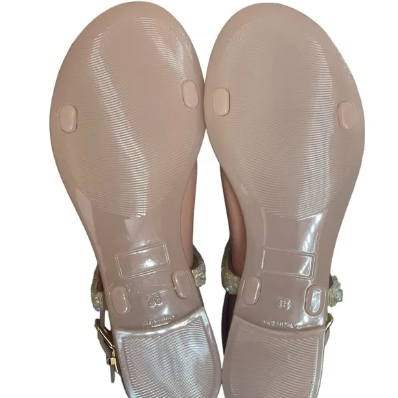 Stuart Weitzman Rubber CrystalEmbellishments T-Strap Sandals size 36(6)