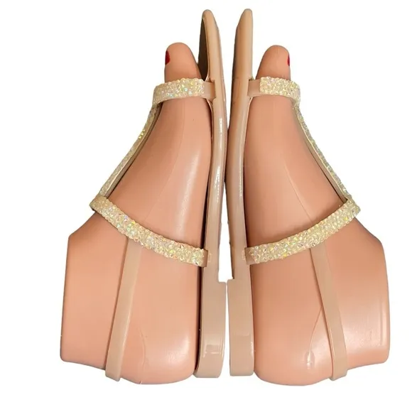Stuart Weitzman Rubber CrystalEmbellishments T-Strap Sandals size 36(6)