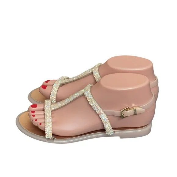 Stuart Weitzman Rubber CrystalEmbellishments T-Strap Sandals size 36(6)