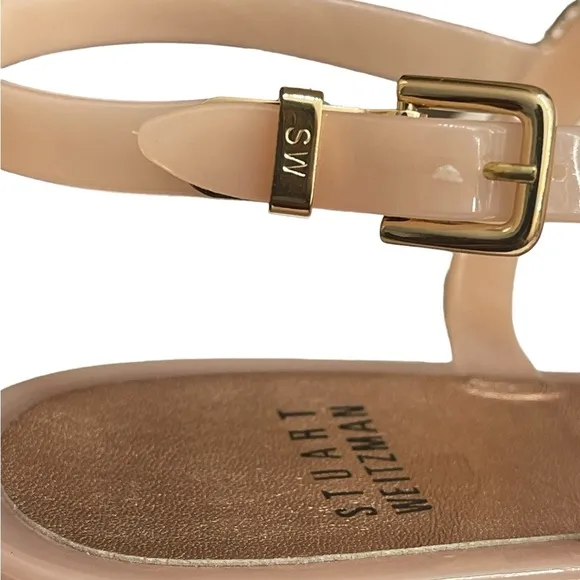 Stuart Weitzman Rubber CrystalEmbellishments T-Strap Sandals size 36(6)