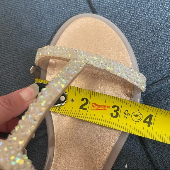 Stuart Weitzman Rubber CrystalEmbellishments T-Strap Sandals size 36(6)