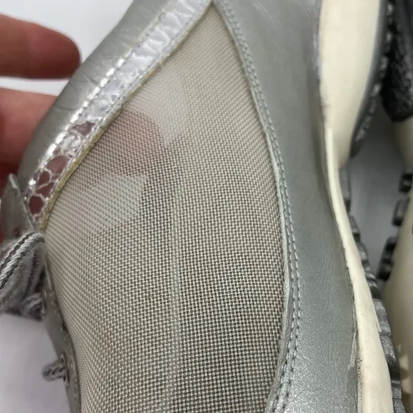 Stuart Weitzman Silver Metallic Mesh Bling Sneaker Shoes Women's Size 10