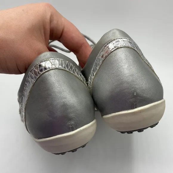 Stuart Weitzman Silver Metallic Mesh Bling Sneaker Shoes Women's Size 10