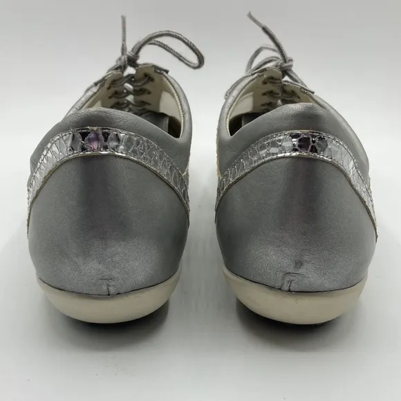 Stuart Weitzman Silver Metallic Mesh Bling Sneaker Shoes Women's Size 10