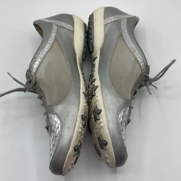 Stuart Weitzman Silver Metallic Mesh Bling Sneaker Shoes Women's Size 10