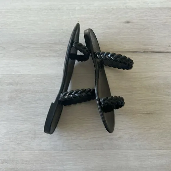 Stuart Weitzman Sawyer Braided Rubber Sandals Black 7 NWT IN BOX