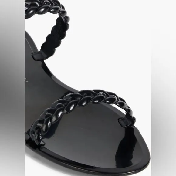 Stuart Weitzman Sawyer Braided Rubber Sandals Black 7 NWT IN BOX