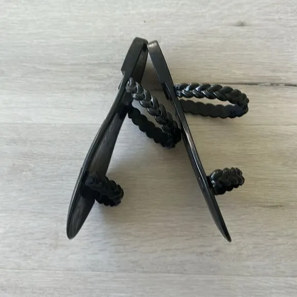 Stuart Weitzman Sawyer Braided Rubber Sandals Black 7 NWT IN BOX