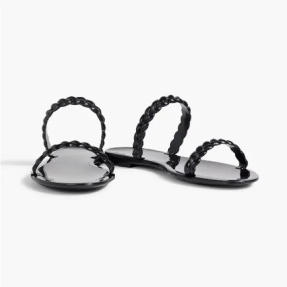 Stuart Weitzman Sawyer Braided Rubber Sandals Black 7 NWT IN BOX