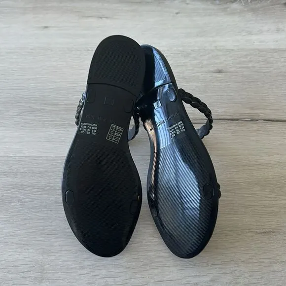 Stuart Weitzman Sawyer Braided Rubber Sandals Black 7 NWT IN BOX