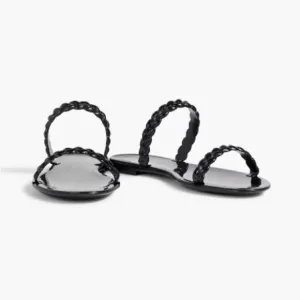 Stuart Weitzman Sawyer Braided Rubber Sandals Black 7 NWT IN BOX