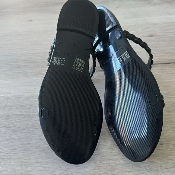 Stuart Weitzman Sawyer Braided Rubber Sandals Black 7 NWT IN BOX