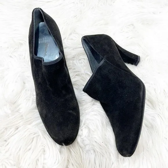 Stuart Weitzman Black Suede Ankle Booties 10