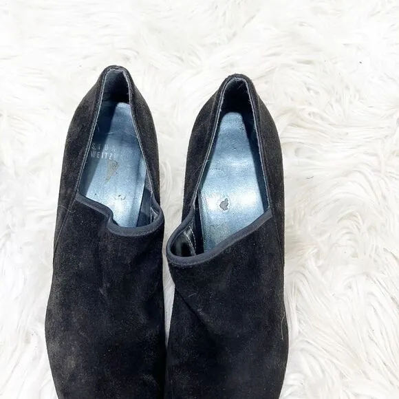 Stuart Weitzman Black Suede Ankle Booties 10