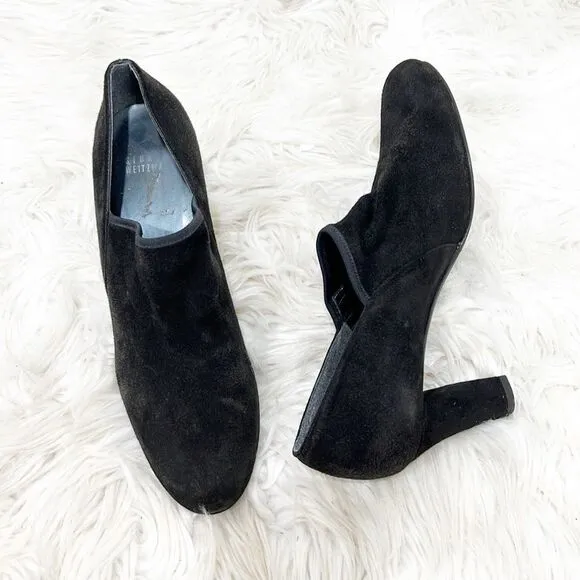 Stuart Weitzman Black Suede Ankle Booties 10