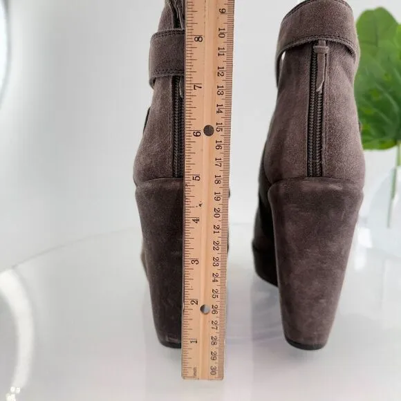 Stuart Weitzman Boots Womens 10 Wildchild Ankle Booties Brown Suede Strappy