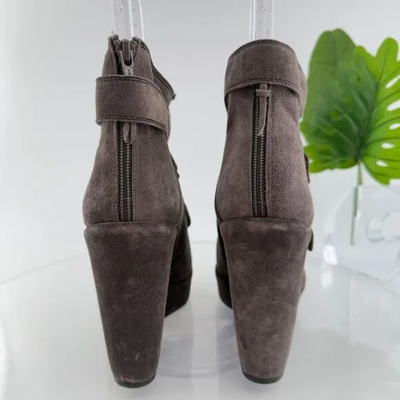 Stuart Weitzman Boots Womens 10 Wildchild Ankle Booties Brown Suede Strappy