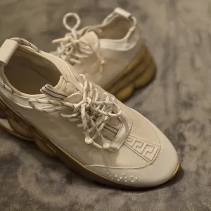 Stylish White and Gold Women's Sneakers