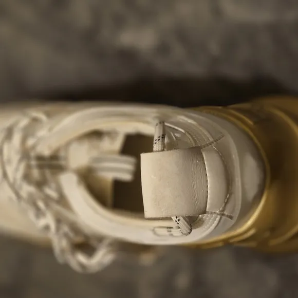 Stylish White and Gold Women's Sneakers