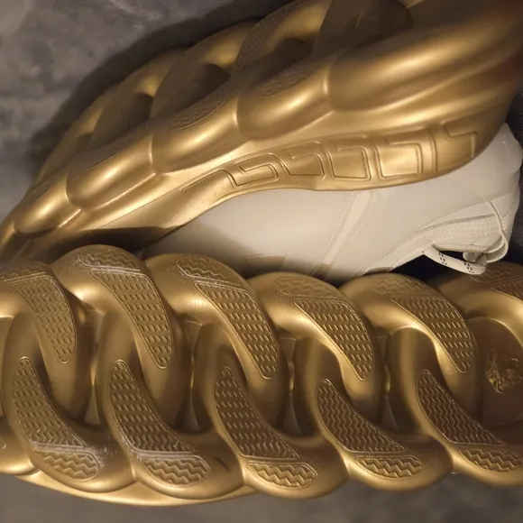 Stylish White and Gold Women's Sneakers