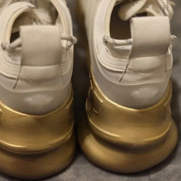 Stylish White and Gold Women's Sneakers