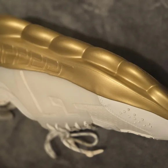 Stylish White and Gold Women's Sneakers