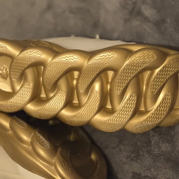 Stylish White and Gold Women's Sneakers