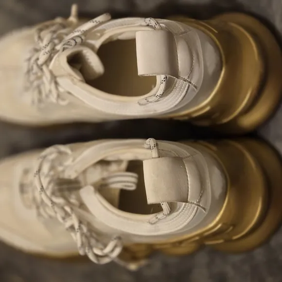 Stylish White and Gold Women's Sneakers