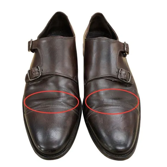 Suitsupply Mens Size 8.5 Dress Shoes Double Monk Strap Calf Leather *TINY FLAW