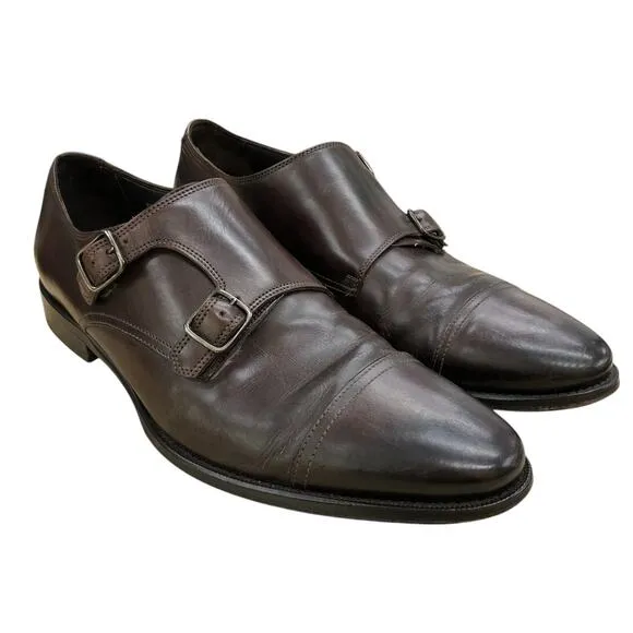 Suitsupply Mens Size 8.5 Dress Shoes Double Monk Strap Calf Leather *TINY FLAW