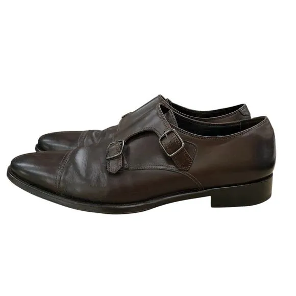 Suitsupply Mens Size 8.5 Dress Shoes Double Monk Strap Calf Leather *TINY FLAW
