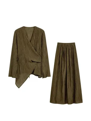 Summer Women French 90s Vintage Old Money Solid Color Suit Loose Outfits 2-Piece