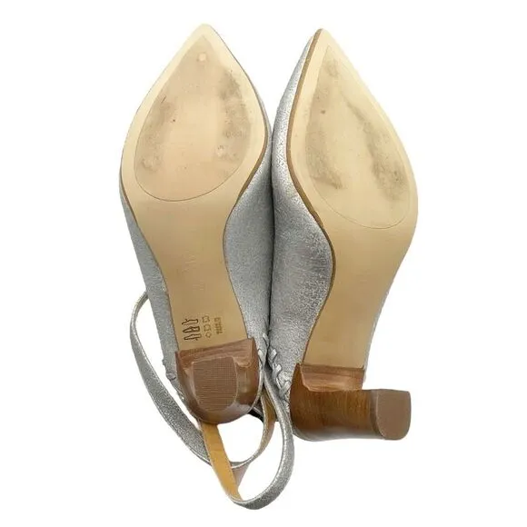 Sundance Jacinda Shoes Metallic Silver Ankle Wrap Heels Women’s Size 36 | US 6