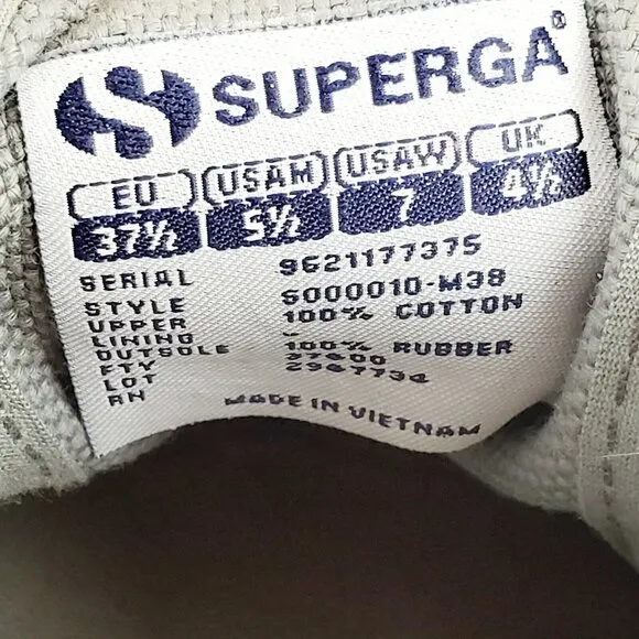 Superga Unisex Gray Cotu Classic S000010-M38 Sneakers Women's 7 Men's 5.5 LOOK!