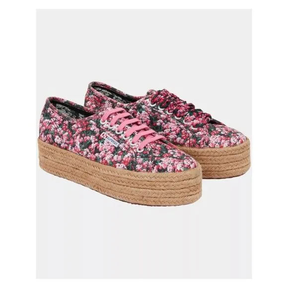 SUPERGA Womens Pink Flatform Limited Edition Mary Katrantzou Almond  Shoes 6.5