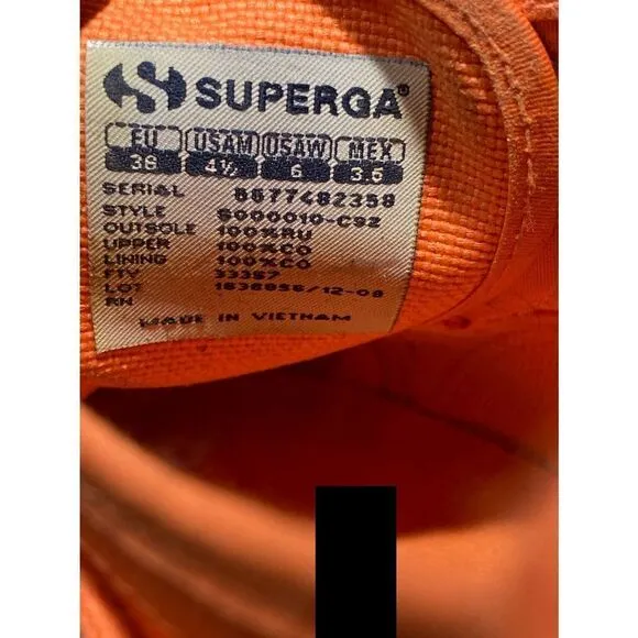 Superga Women's Size 6 US Coral Lace Up Low Top Lace Up Canvas  Shoes M 4,5