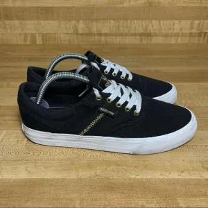 SUPRA Men's Stacks Suede Low Top Sneaker Shoes, Black/Gold/White, Size 8
