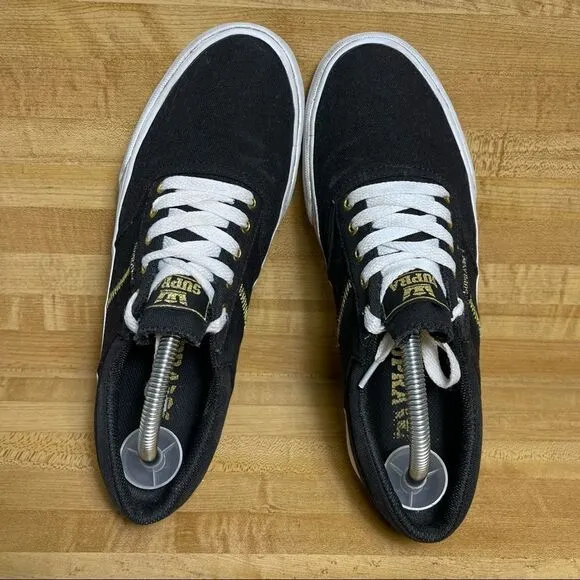 SUPRA Men's Stacks Suede Low Top Sneaker Shoes, Black/Gold/White, Size 8