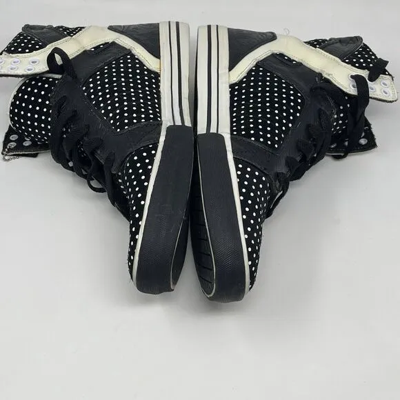 Supra Skytop Chad Muska Pro Model Sneakers Mens 10.5 BKD Black White Polka Dot