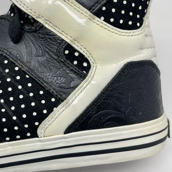 Supra Skytop Chad Muska Pro Model Sneakers Mens 10.5 BKD Black White Polka Dot