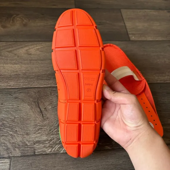 SWIMS Men's Lux Slide Knit Driver Slip On Loafer Shoes Orange Size 9 NEW