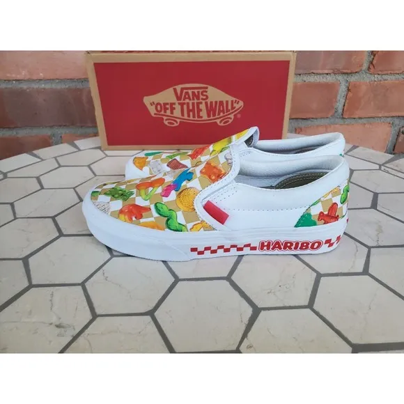 Sz 2.5 Haribo Kids Gummy vans shoes girls Boys Regular Fit Slip-Ons White