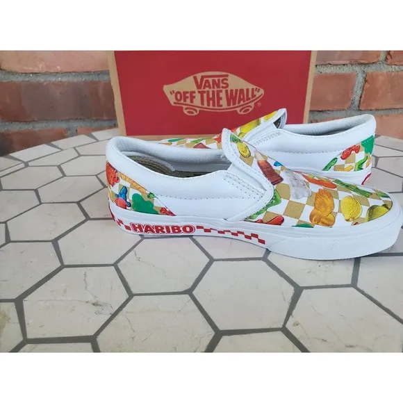 Sz 2.5 Haribo Kids Gummy vans shoes girls Boys Regular Fit Slip-Ons White