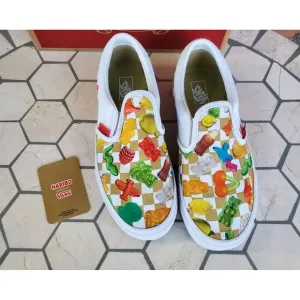 Sz 2.5 Haribo Kids Gummy vans shoes girls Boys Regular Fit Slip-Ons White