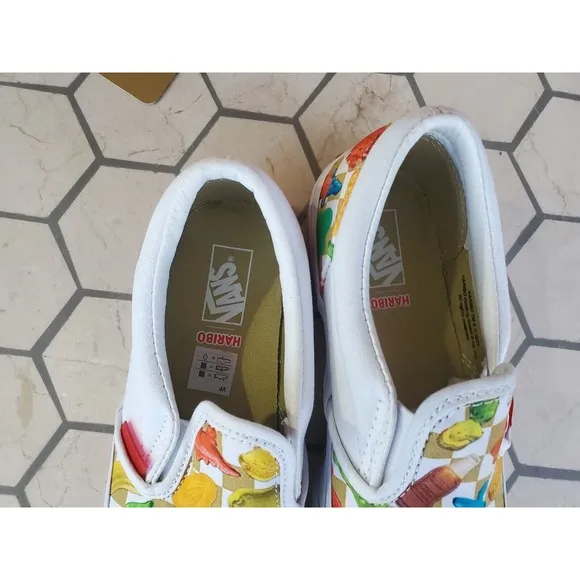 Sz 2.5 Haribo Kids Gummy vans shoes girls Boys Regular Fit Slip-Ons White