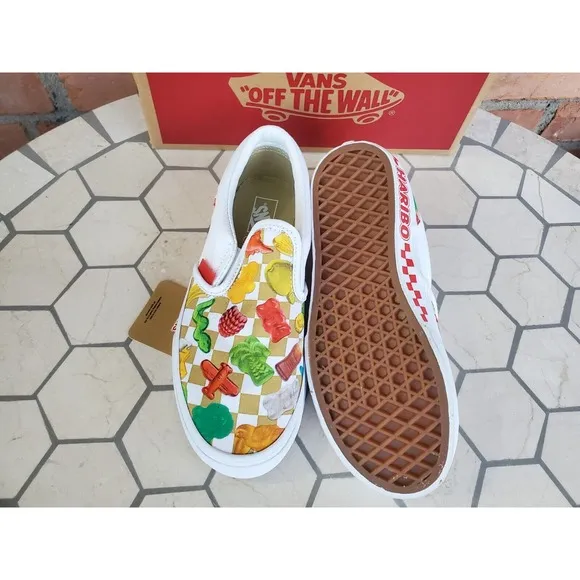 Sz 2.5 Haribo Kids Gummy vans shoes girls Boys Regular Fit Slip-Ons White
