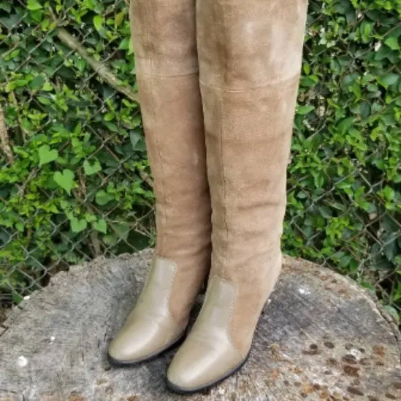 Sz 7.5 Vintage Golo/ Grey Suede Leather Tall Boots